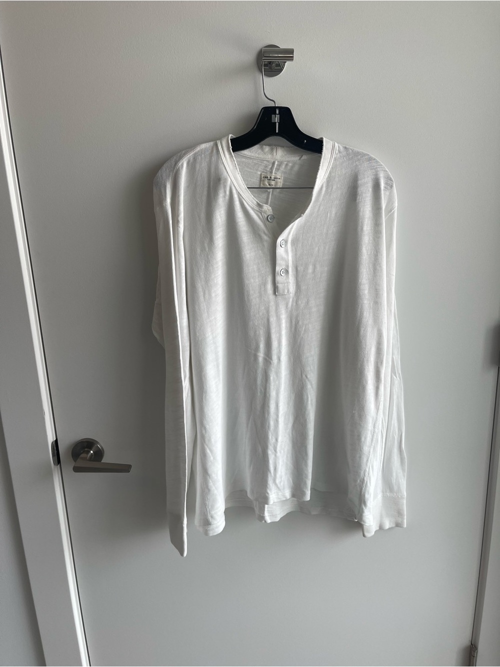 Rag & Bone Men's White Henley Long-Sleeve Shirt